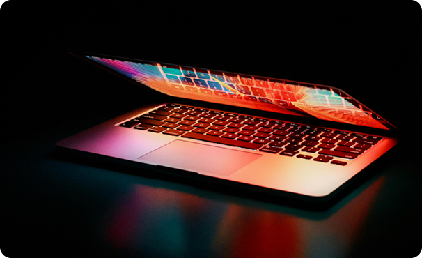 Laptop with colorful screen