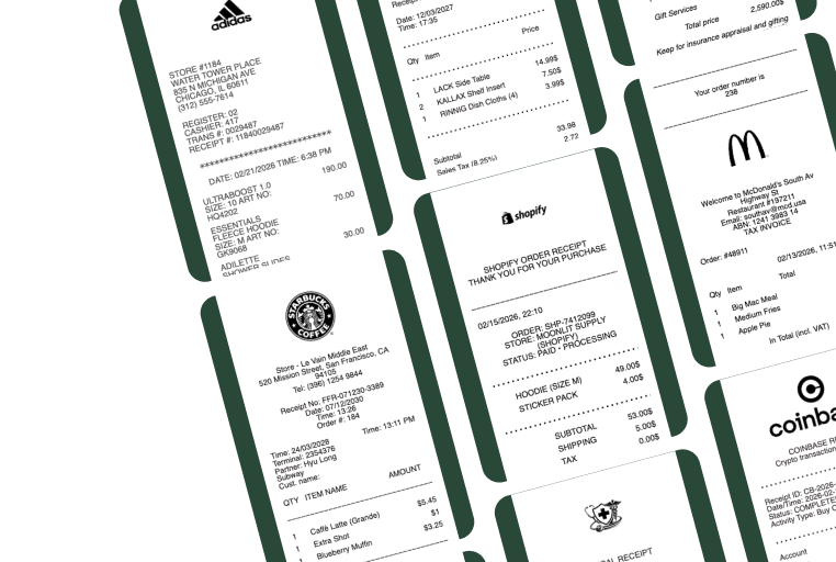 Receipts collage