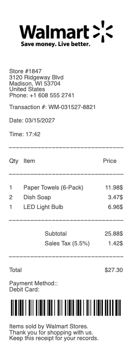 Walmart Receipt