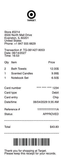 Target Receipt