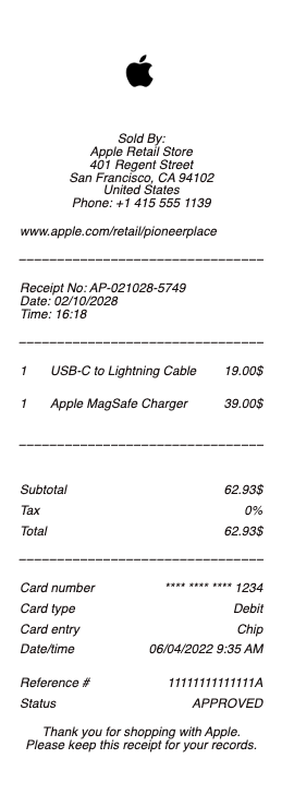 Apple Receipt