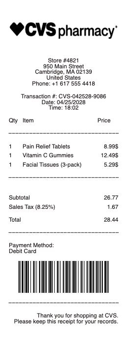 CVS Receipt