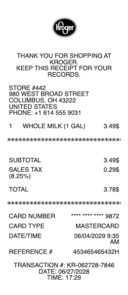 Kroger Receipt