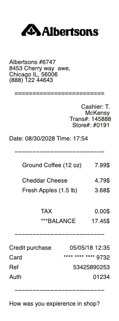 Albertsons Receipt