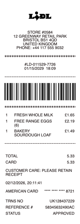 Lidl Receipt