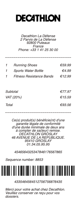Decathlon Receipt