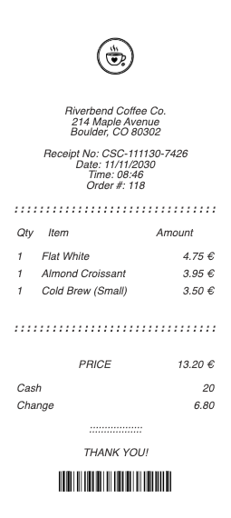 Coffee Shop Receipt