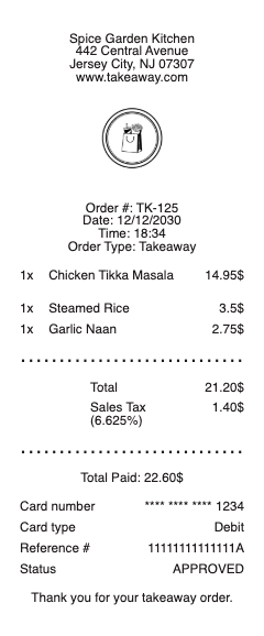 Takeaway Receipt