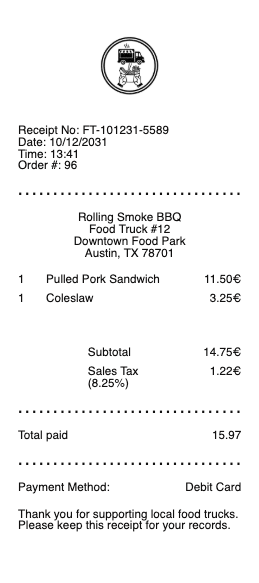 Food Truck Receipt
