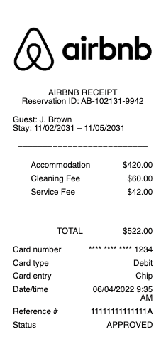 Airbnb Receipt
