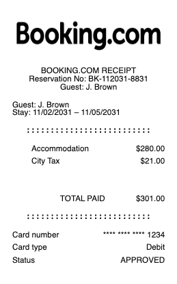 Booking.com Receipt