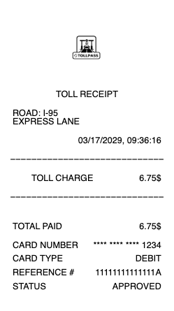 Toll Receipt
