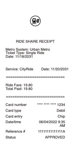 Ride Share Receipt