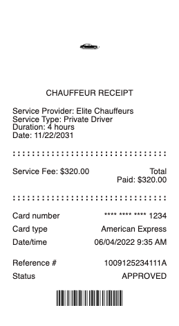 Chauffeur Receipt