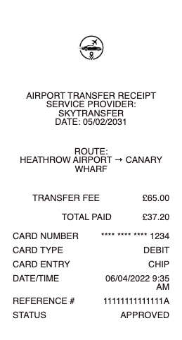 Airport Transfer Receipt
