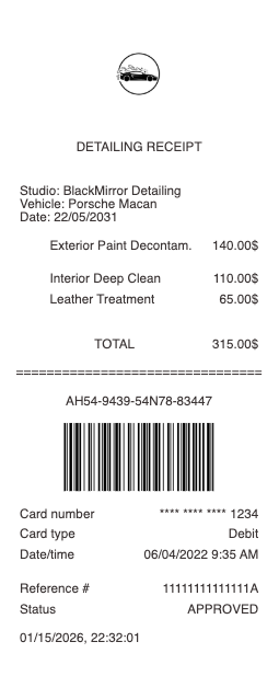 Detailing Receipt