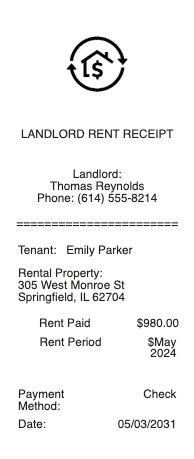 Landlord Rent Receipt