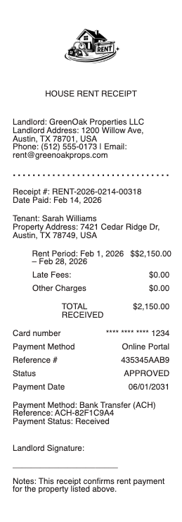 House Rent Receipt