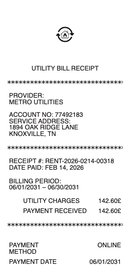 Utility Bill Receipt