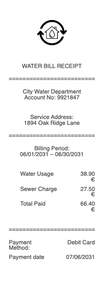 Water Bill Receipt