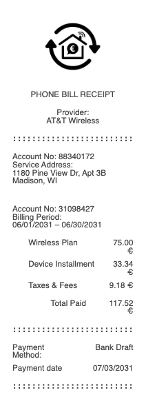 Phone Bill Receipt