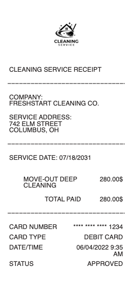 Cleaning Service Receipt