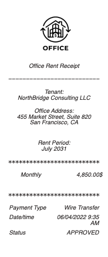 Office Rent Receipt