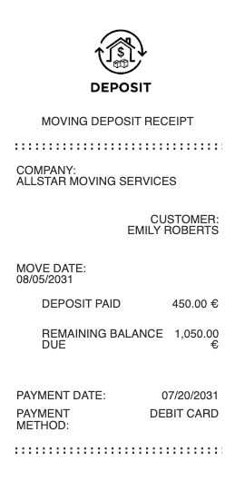 Moving Deposit Receipt