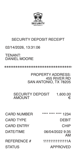 Security Deposit Receipt