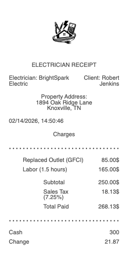 Electrician Receipt