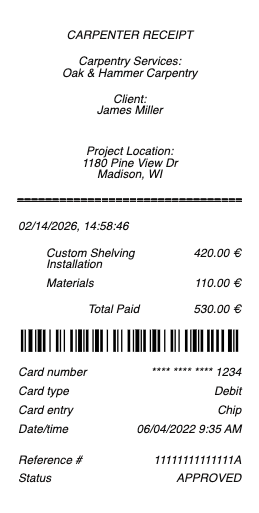 Carpenter Receipt