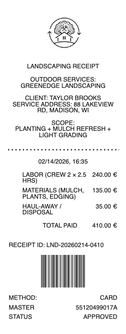 Landscaping Receipt