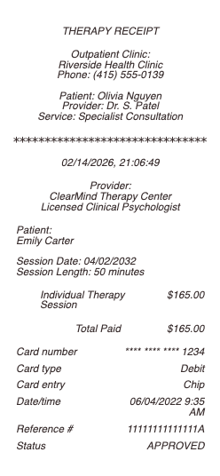 Therapy Receipt