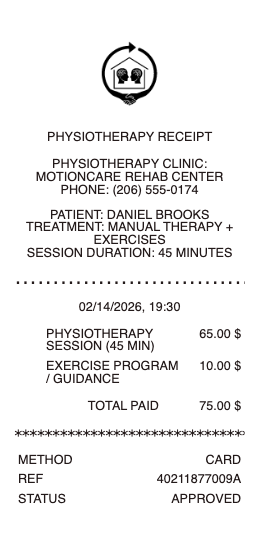 Physiotherapy Receipt