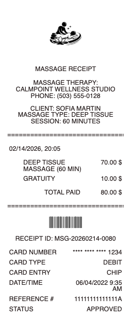 Massage Receipt