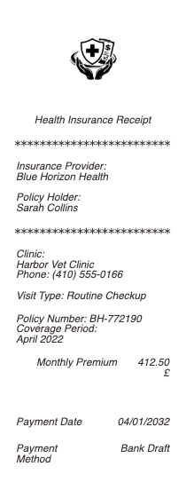 Health Insurance Receipt