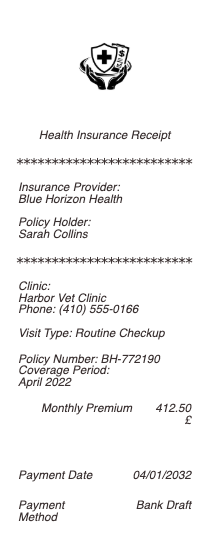 Health Insurance Receipt