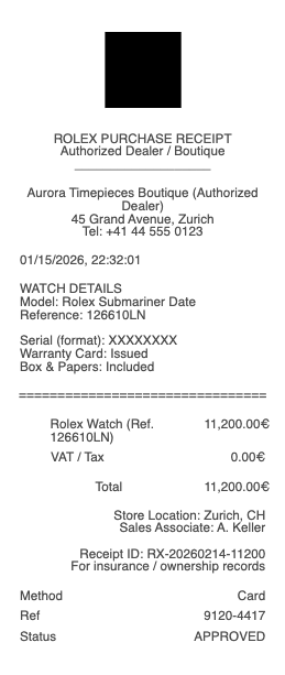 Rolex Receipt