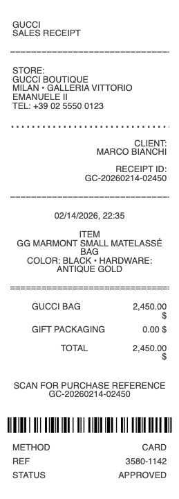 Gucci Receipt
