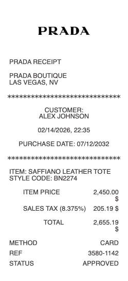 Prada Receipt