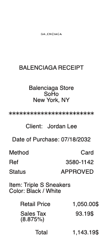 Balenciaga Receipt