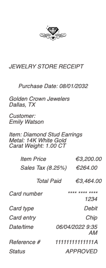 Jewelry Store Receipt