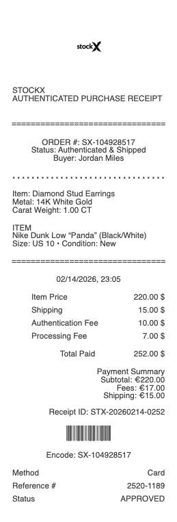 StockX Receipt