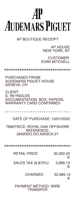AP Boutique Receipt