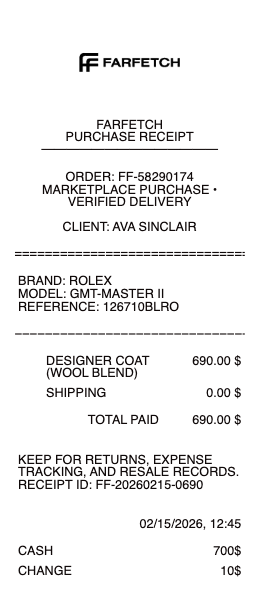Farfetch Receipt