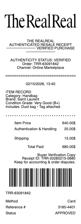 The RealReal Receipt