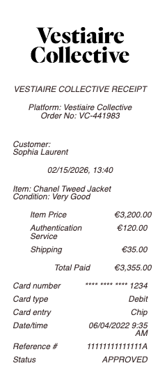 Vestiaire Collective Receipt
