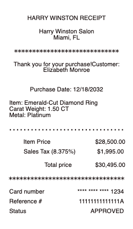 Harry Winston Receipt