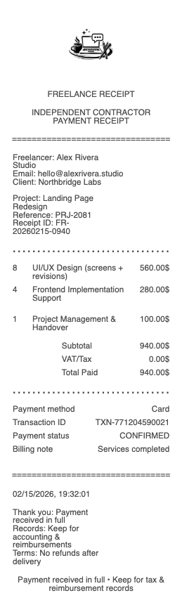 Freelance Receipt