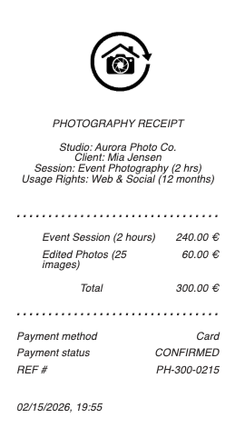 Photography Receipt